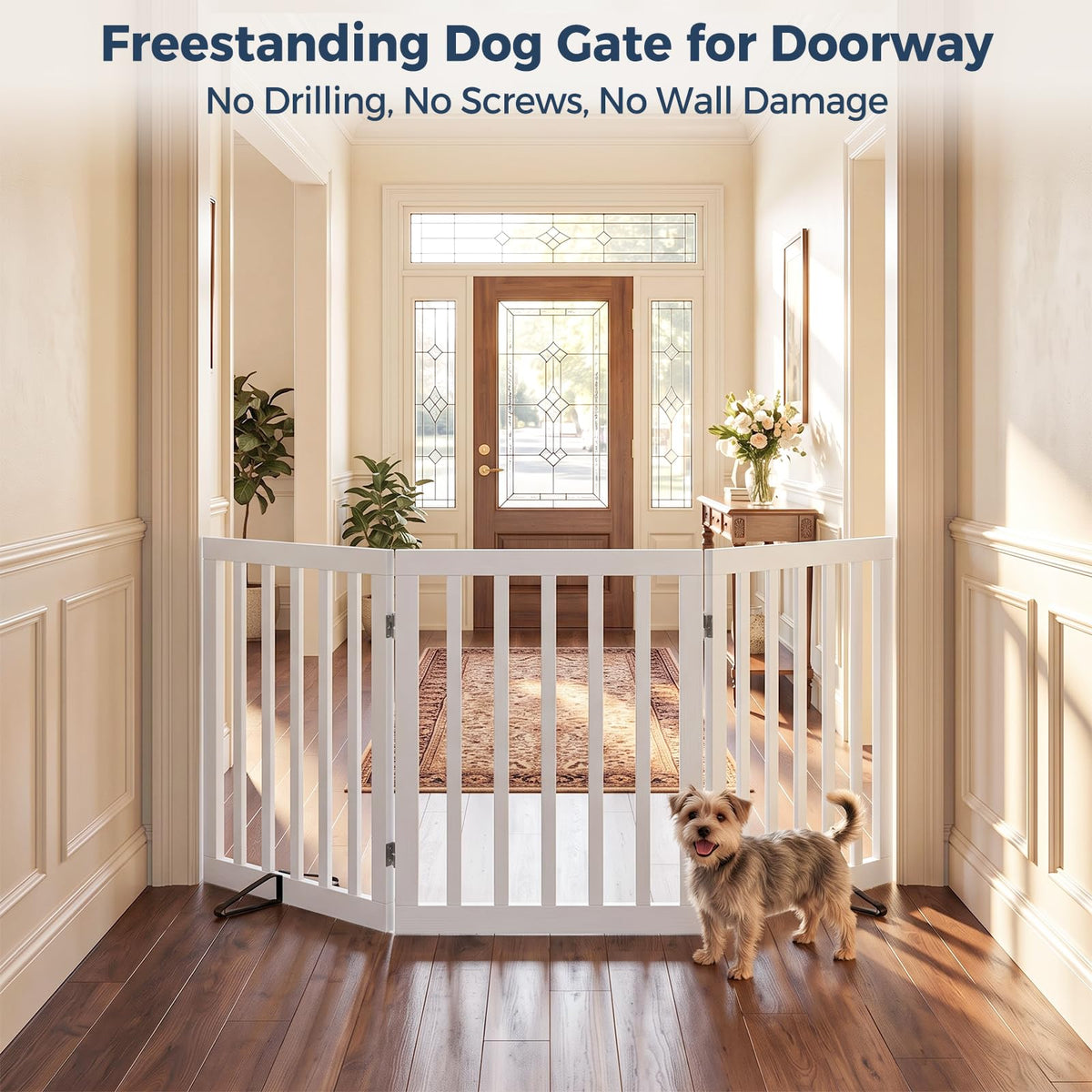 Dog Gate Indoor (White / 56"Wx24"H, 3-Panel)