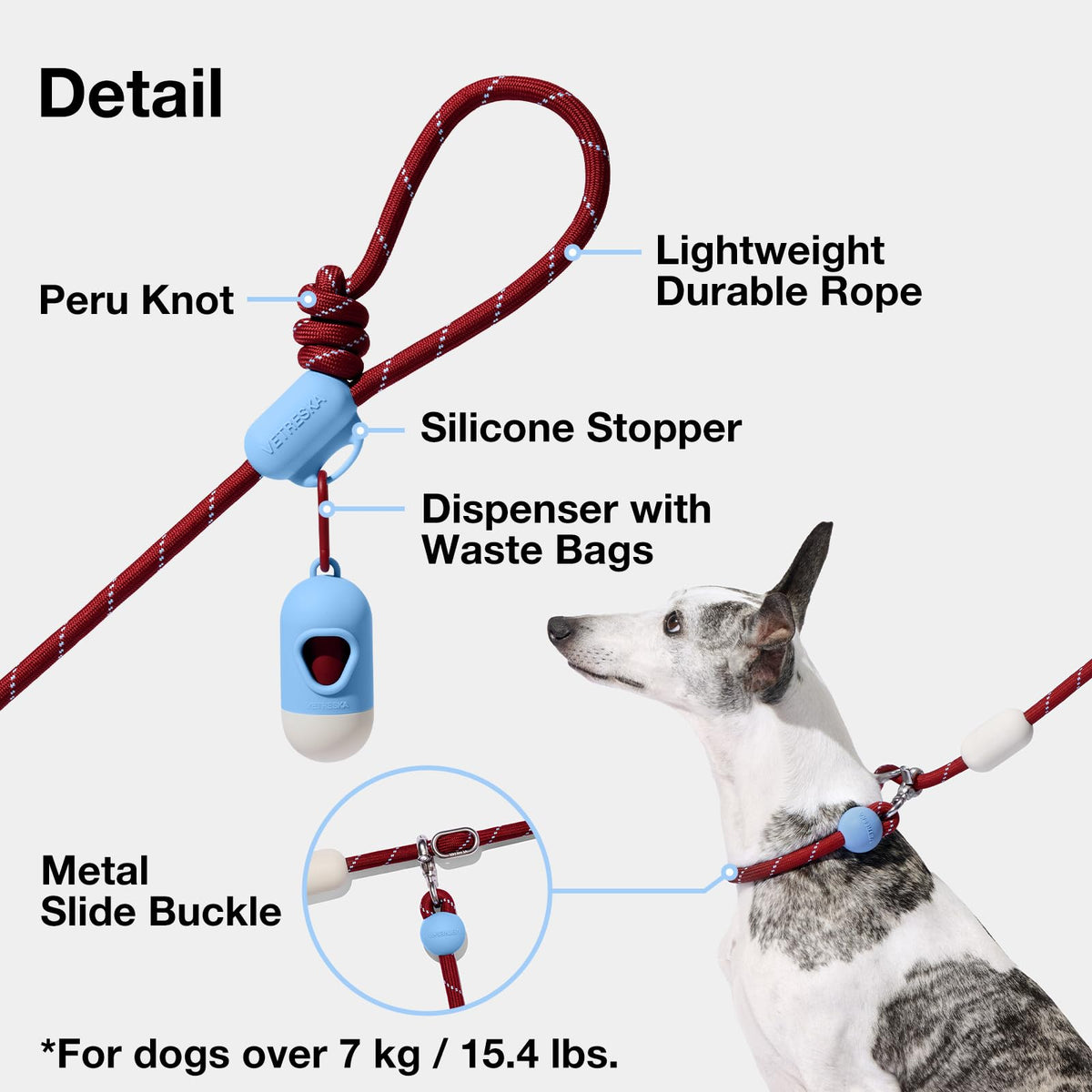 Hands Free Dog Leash (Mist&Merlot Red)