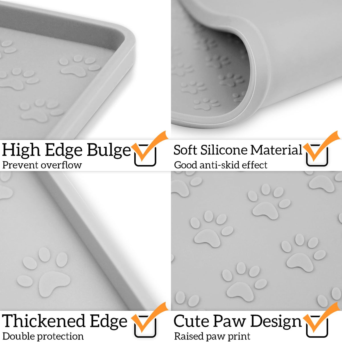 Dog Food Mat Anti (11.8"L x 11.8"W / Light Gray)