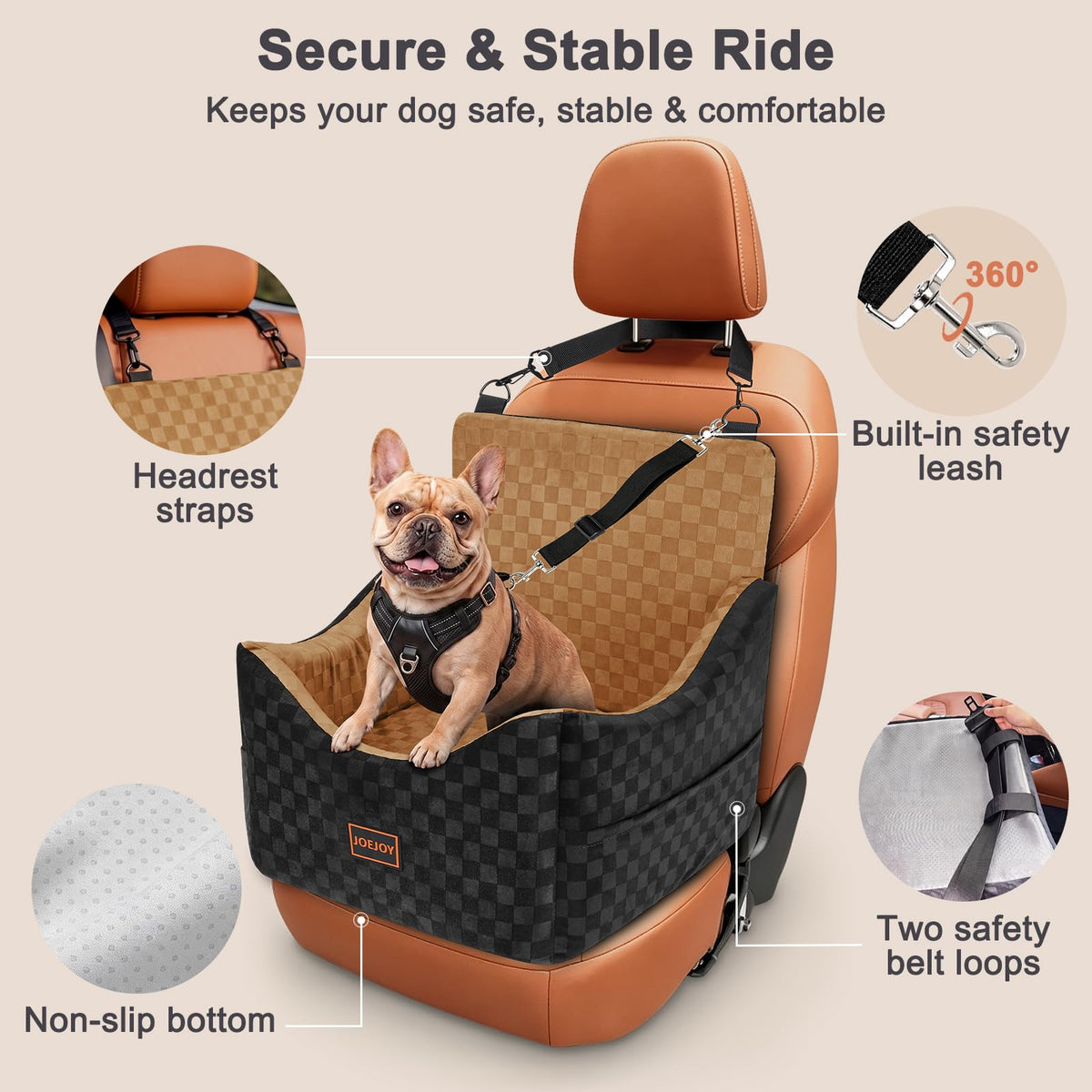 Elevated Dog Car Seat for Small (Medium / Brown)