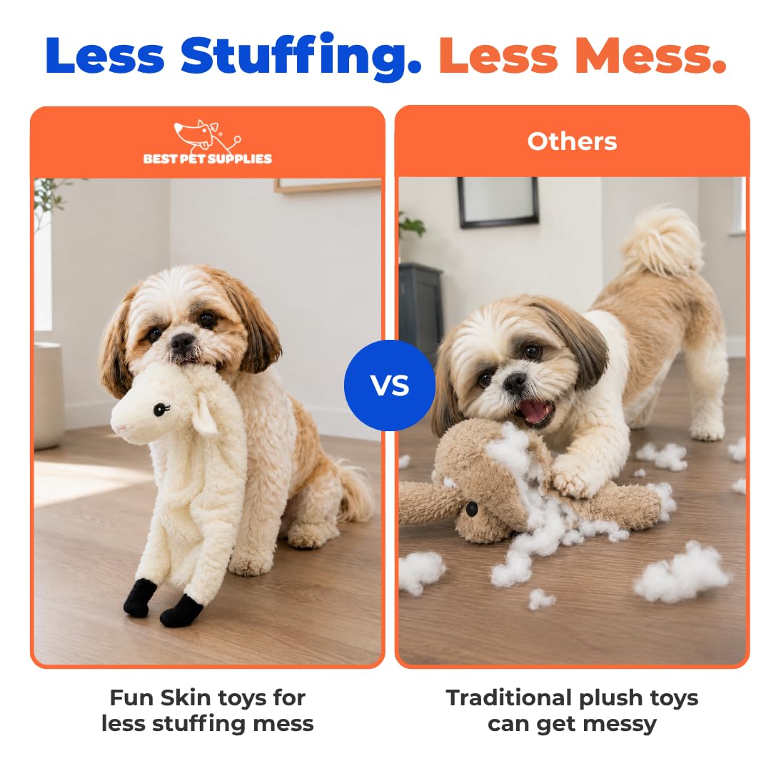 2-in-1 Stuffless Squeaky Dog Toy - Sheep, Medium (Grey/Sheep / Medium)