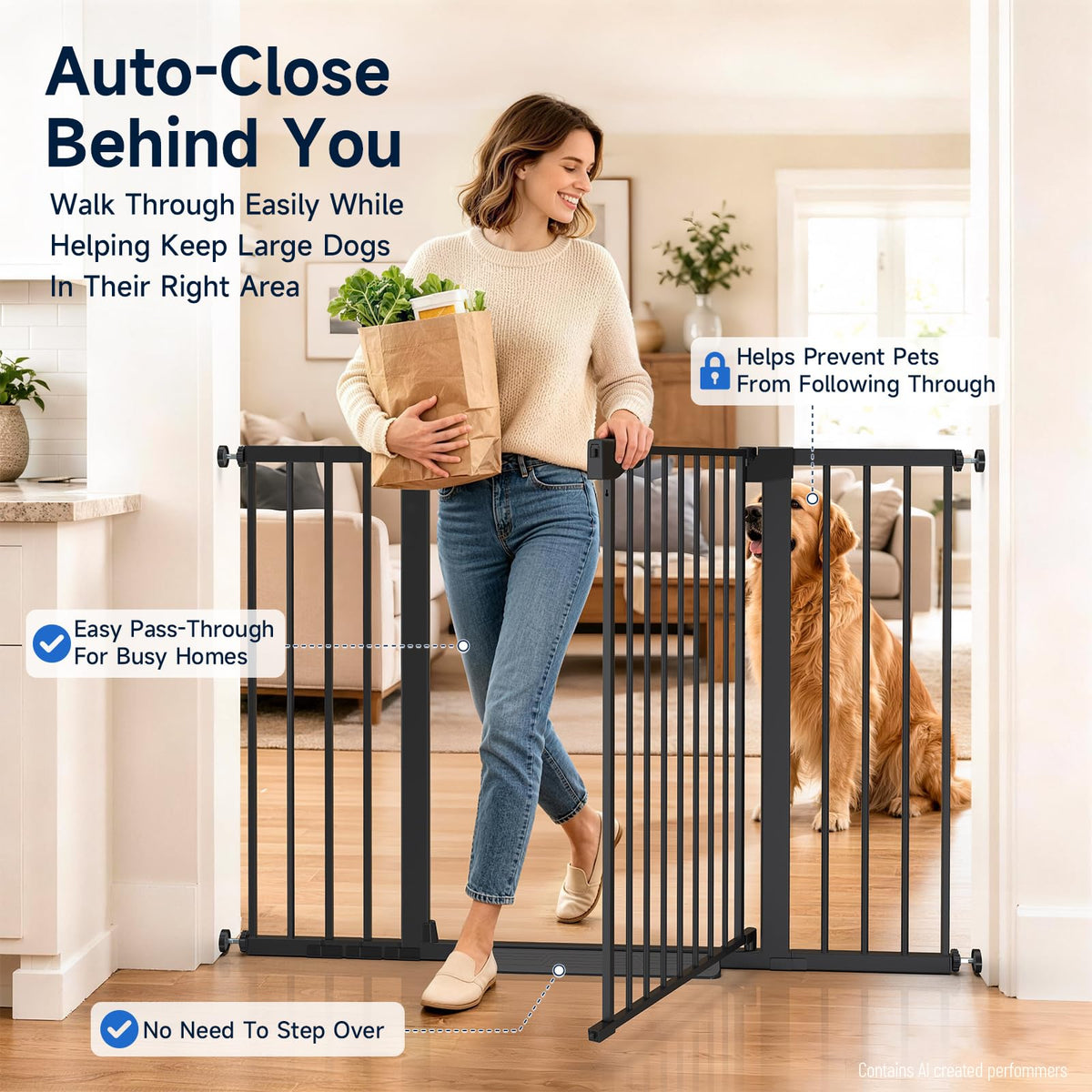 36" Extra Tall Dog Gate for Large Dogs (Black / 30"-54" W x 36" H)