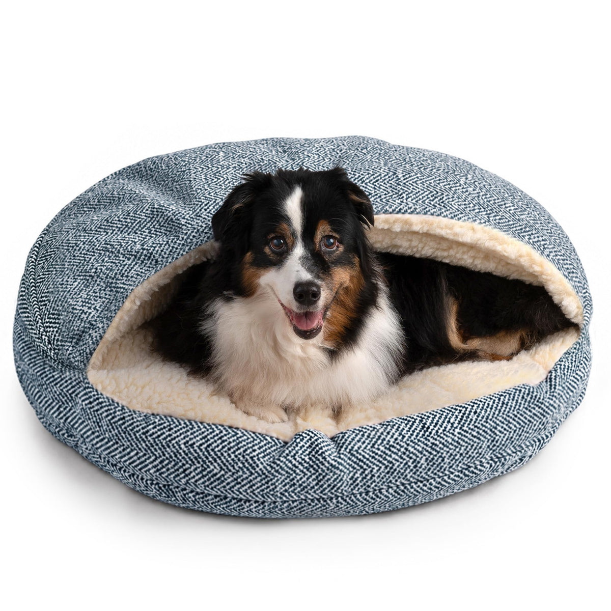 Orthopedic Cozy Cave Dog Bed (35.0"L x 35.0"W x 8.0"Th / Palmer Indigo)