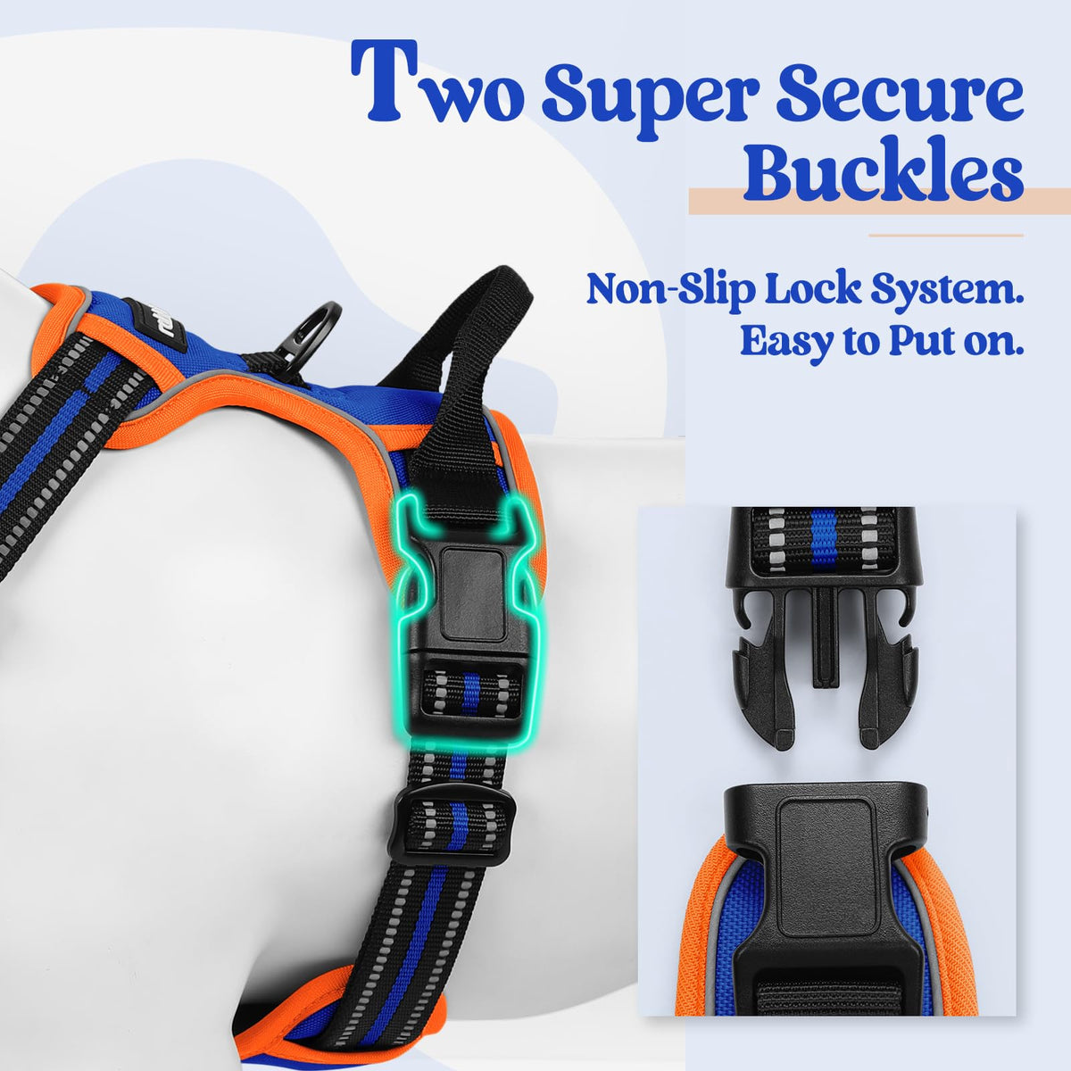 Dog Harness No Pull for Small Dogs with 2 Leash Clips (Small / Blue & Orange)
