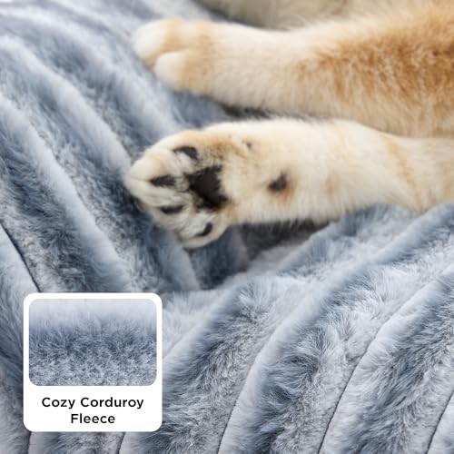 ComfyFleece® Shown on TV Fluffy Dog Couch for Pets (30x20x10" / Blue Indigo)