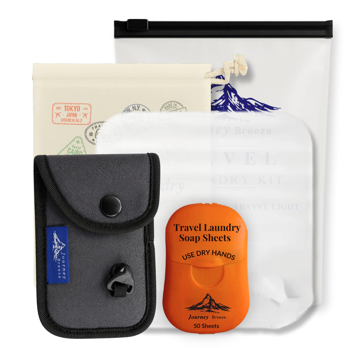 Travel Laundry Detergent Sheets Kit (Pocket Sheets+Lt Clothesline+Sink Stopper)