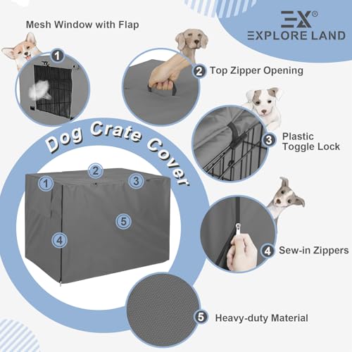 Dog Crate Cover (Grey Cover / 42.0"L x 28.0"W x 30.0"H)