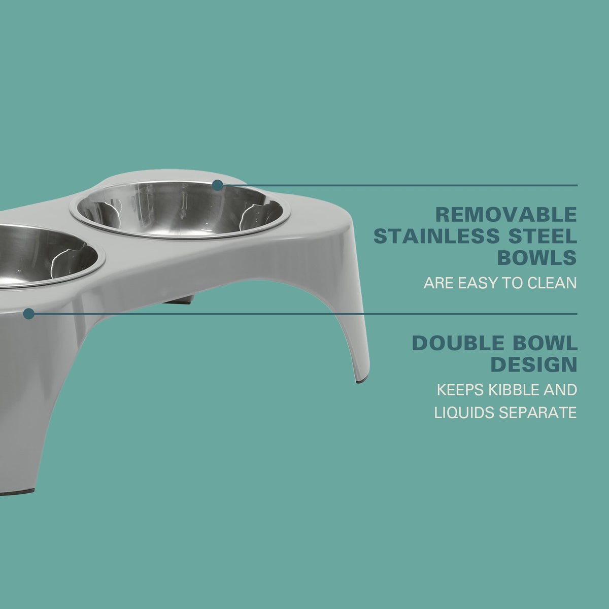 Bow Wow Meow 3 (Grey / 13oz Dog Bowl (Set of 2 w/ Elevated Holder))