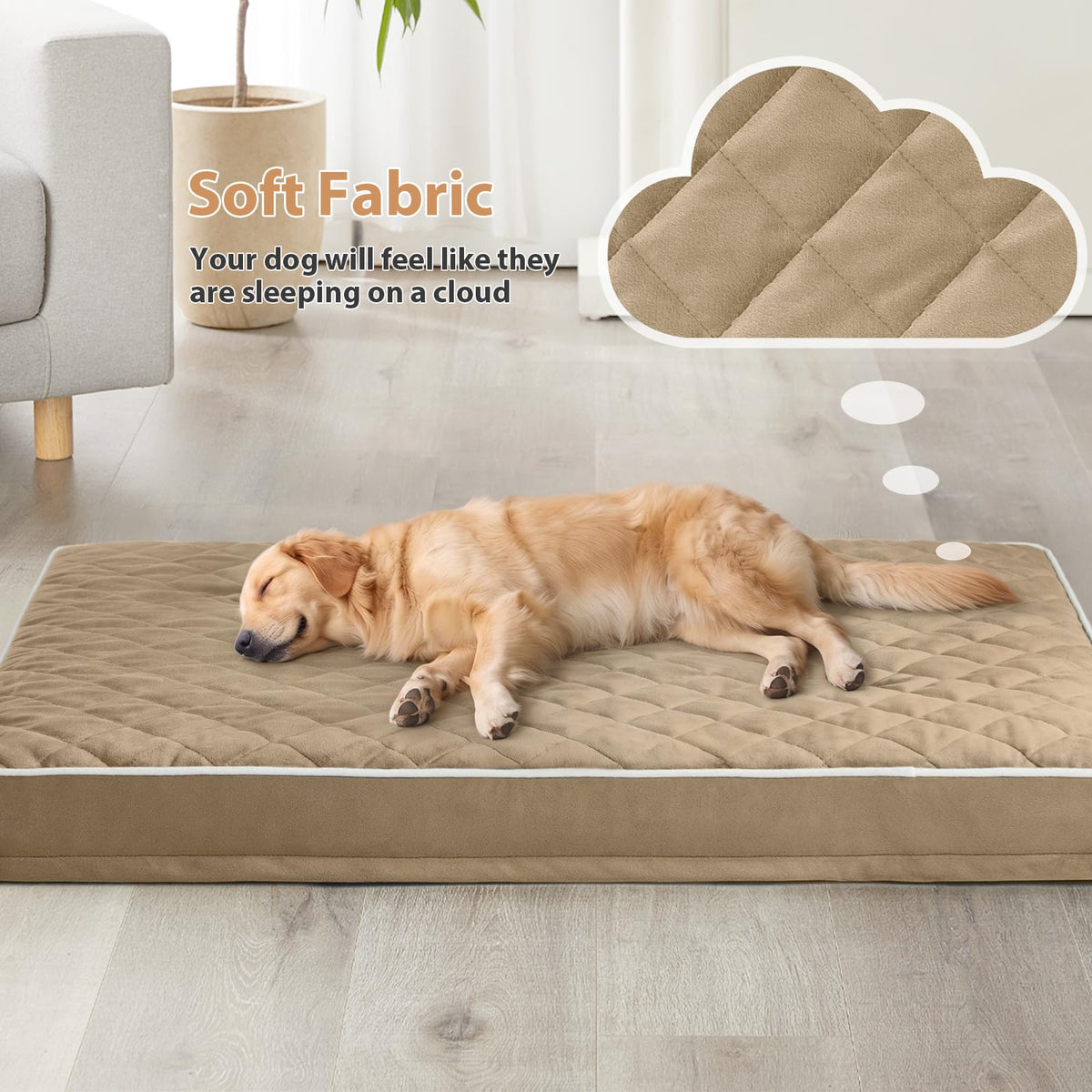Orthopedic Waterproof Extra Large Senior Dogs Bed for Comfy Sleep (brown / 42"L x 30"W x 4"Th)