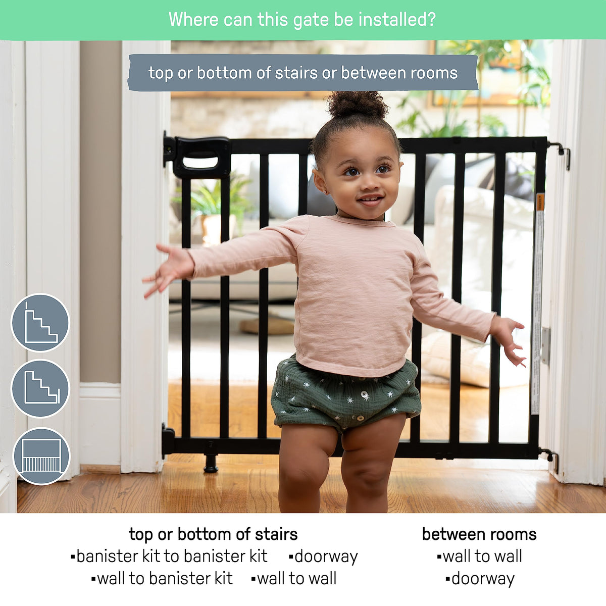 Summer Infant Deluxe Stairway Simple to Secure Safety Pet and Baby Gate (Black Wood)
