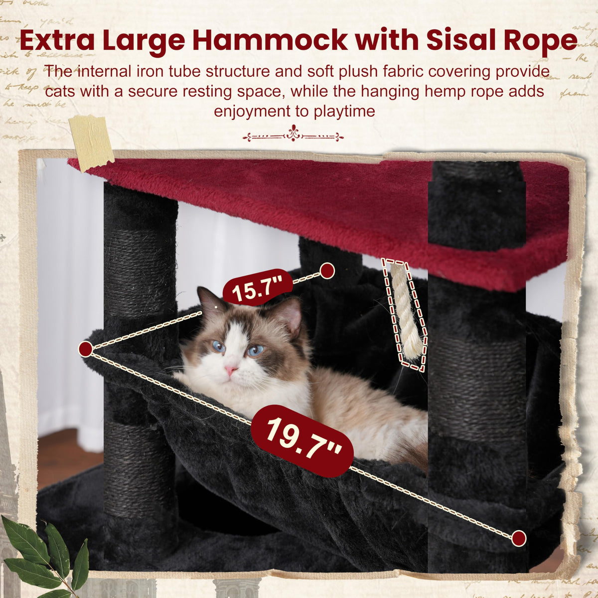 Cat Tree 63'' Cat Tower for Large Cats (63 inch / Black and red)