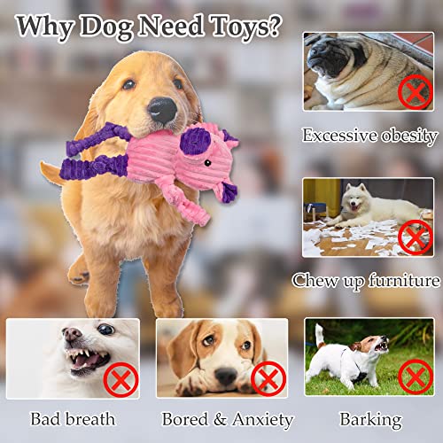 5 Pack Tough Dog Toys Stuffed Squeaky Dog Toys Assortment Plush Animal Dog Toy Value Bundle Puppy Pet Dog Toys for Small Medium Large Dogs (5 Pack Stuffed Dog Toys)