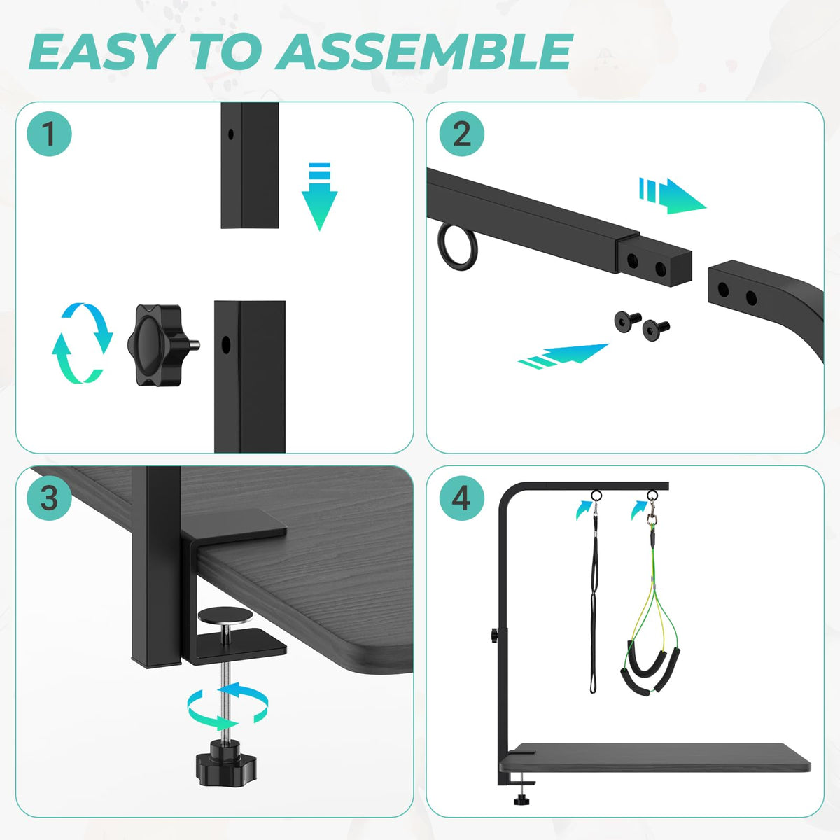 Adjustable Dog Grooming Arm with Heavy (Teal / Small)
