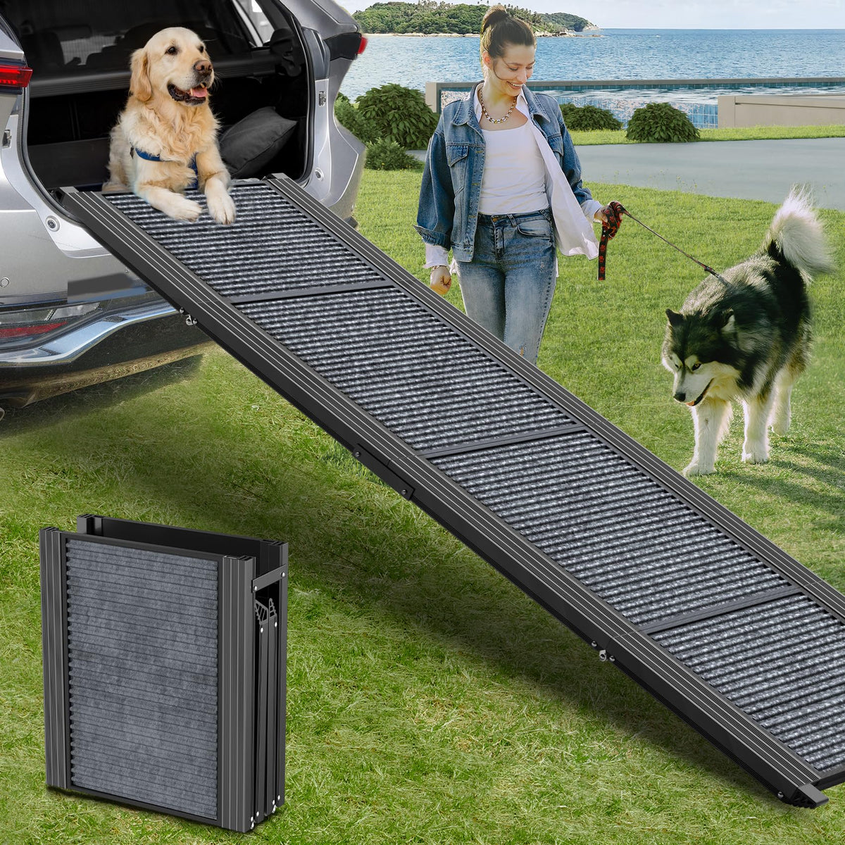 Dog Ramp for Car 71" L × 17.2" W (Upgraded 71" L x 17.2" W)