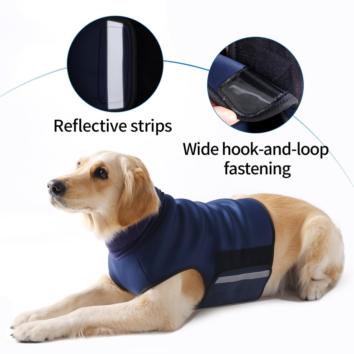 Dog Anxiety Vest with Hoodie Fully Openable Calming Shirt for Dogs Breathable Thunder Jacket for Stress Relief Storm and Firework Anxiety Relief (Blue / X-Small)