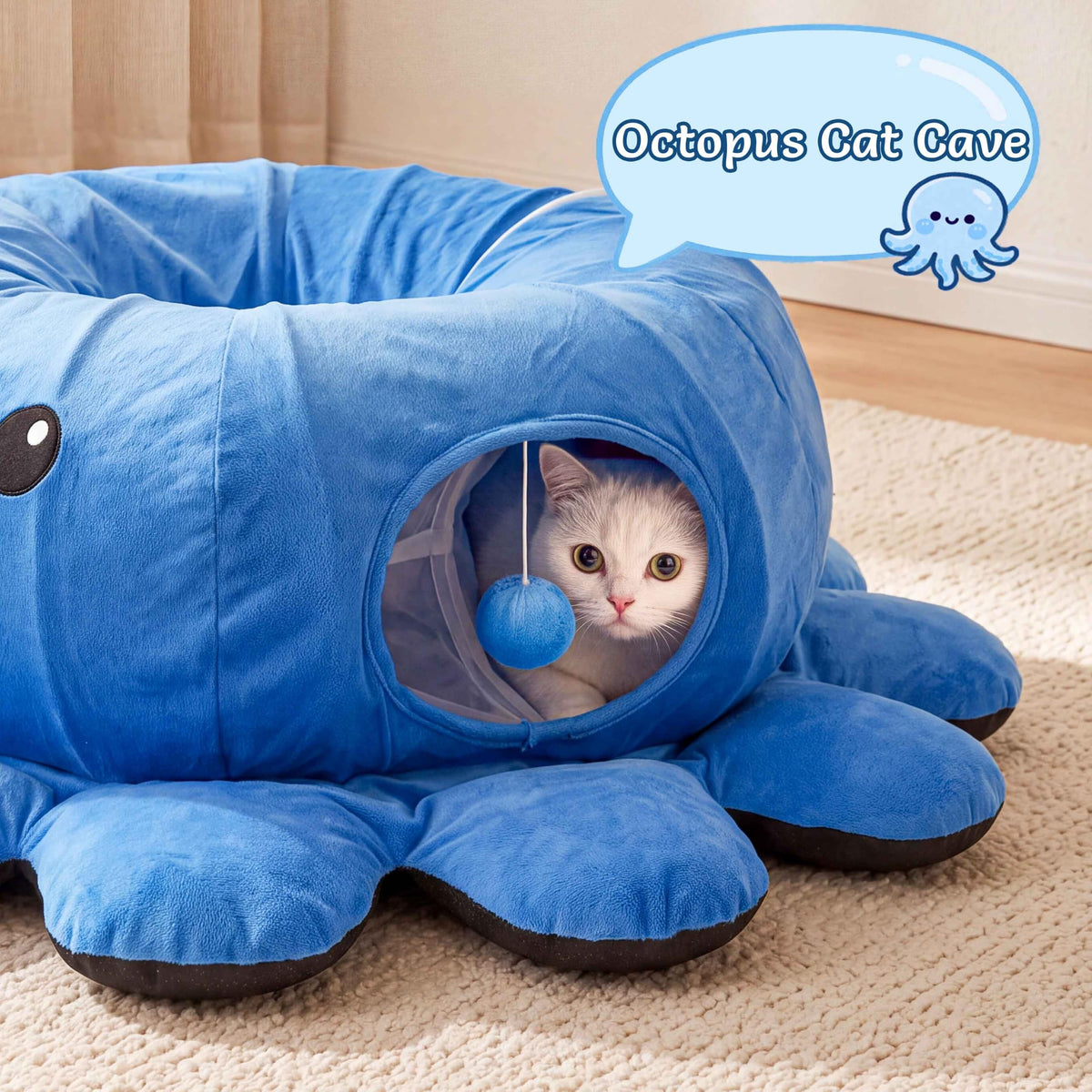 Cat Tunnel Bed with 20 Cat Toys (Blue / Large)
