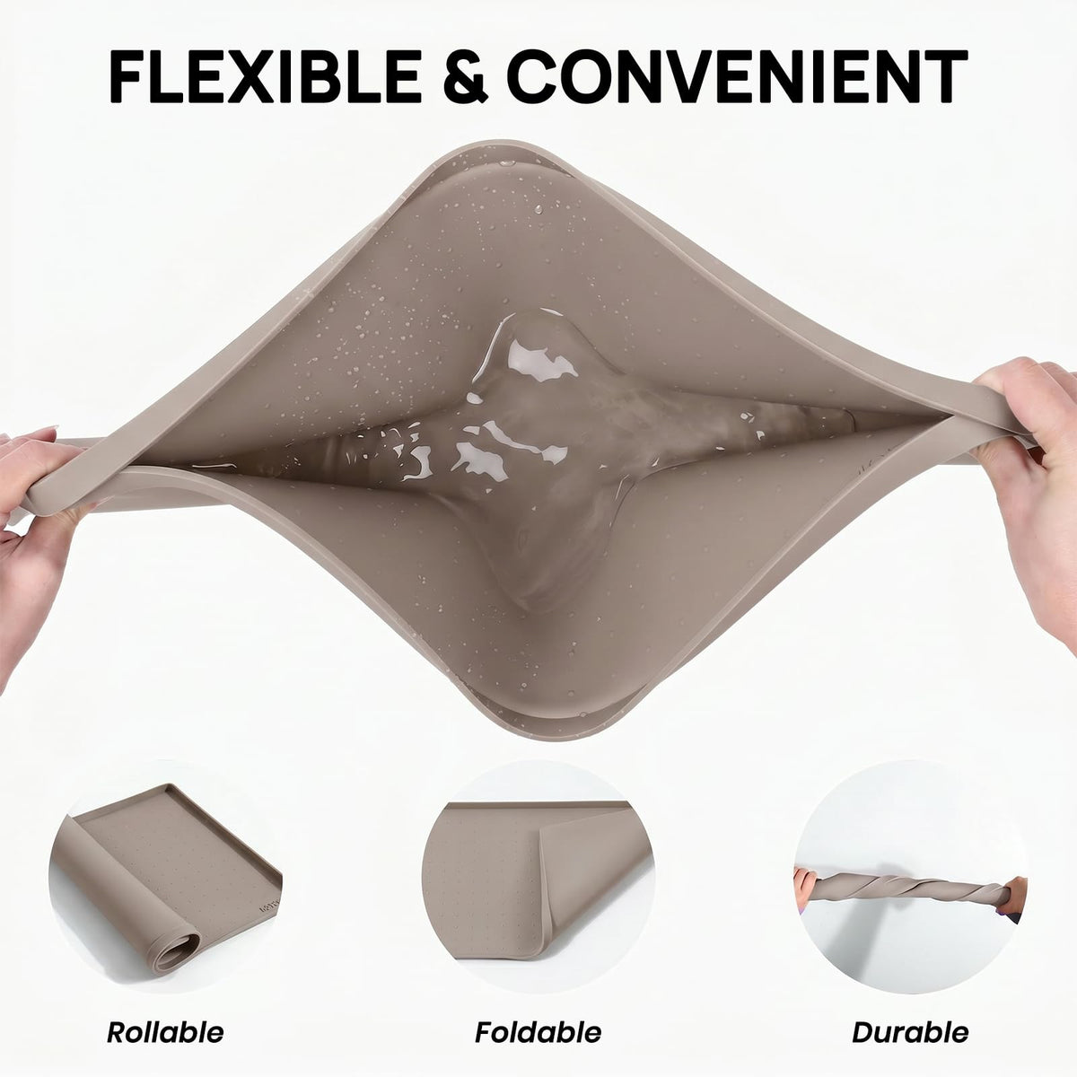 18" x 12" Silicone Cat Food Mat Waterproof (Taupe / 18" x 12")