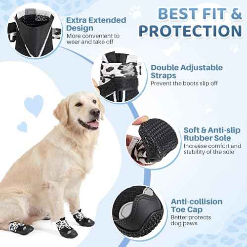 Dog Shoes for Large Small Medium Dogs (Black White / #2 (Width 1.8 inch) for 21-30 lbs)