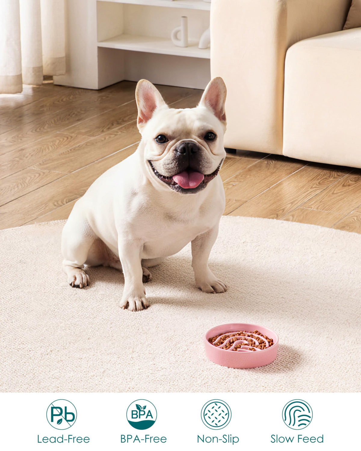 Slow Feeder Dog Bowl (Pink / 0.6 Cups)