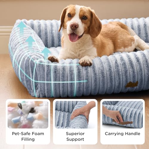 ComfyFleece® Cute Dog Bed for Small Dogs & Cats (20.0"L x 19.0"W x 6.0"Th / Blue Indigo)