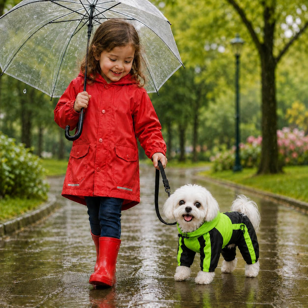 Pet Clothing Rain Coat Waterproof Nylon Pets Raincoat Rain Jacket Adorable Hoodie Perfect For Small Dog Breed Female Male Dog Red Green Color (M (Small Dog ~9lbs) / Green)