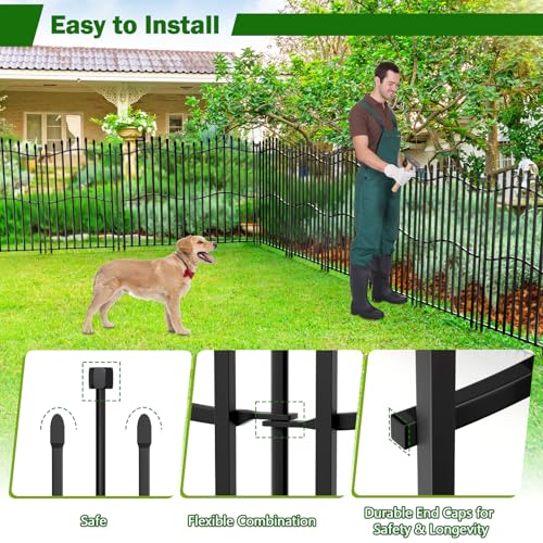 No Dig Garden Fence 40" H x 22.5'L Decorative Yard Dog Outdoor Panels (40 in(H) X 22.5 ft(L))