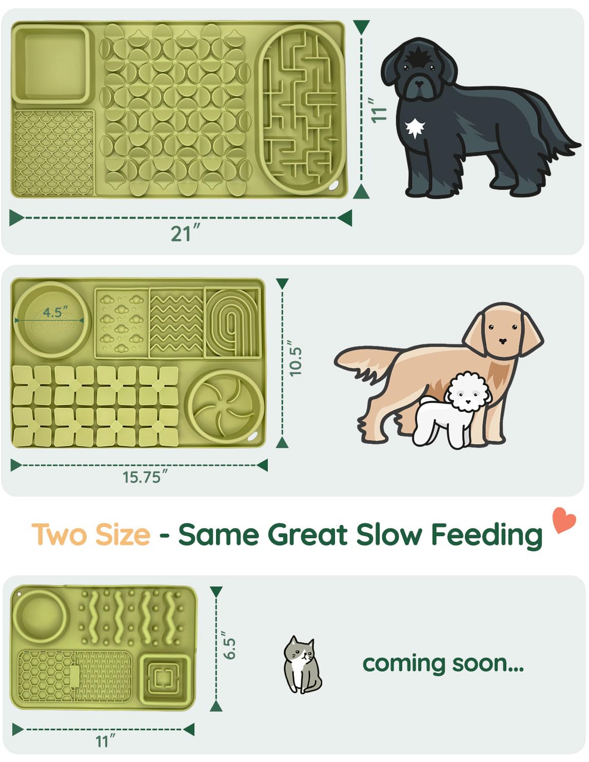 Slow Feeder Bowl for Dogs and Cats (Green)