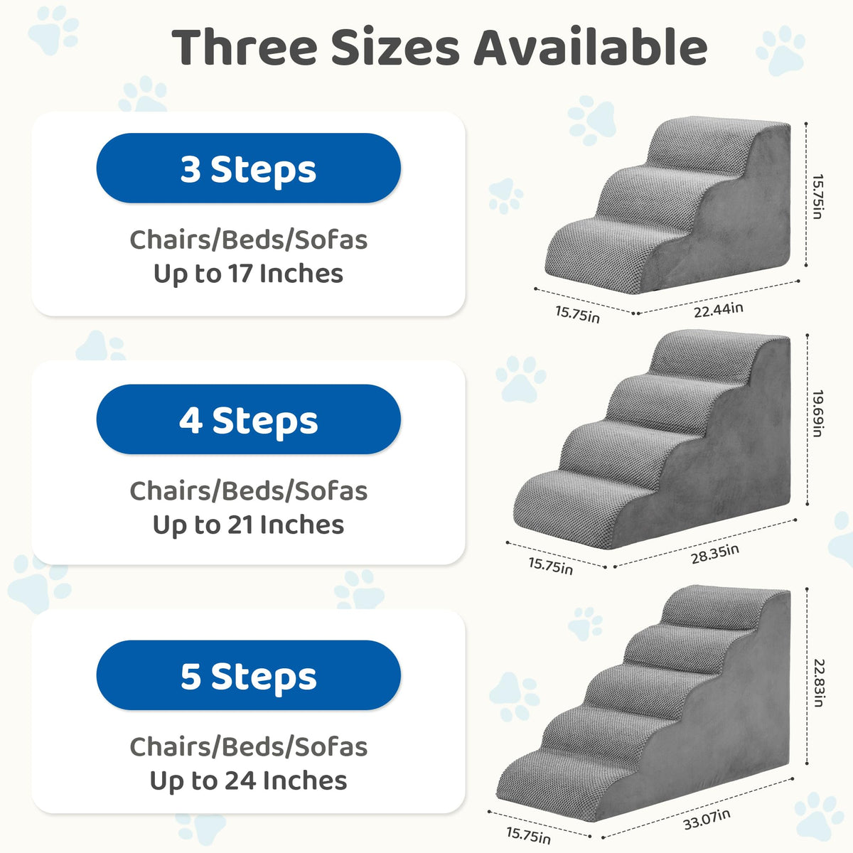 Dog Stairs for Small Dogs and Cats (Grey / Round-22.83"H)