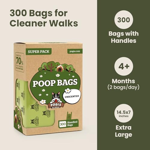 Pogi's Large Dog Poop Bags with Handles (1 Count (Pack of 300) / Unscented)