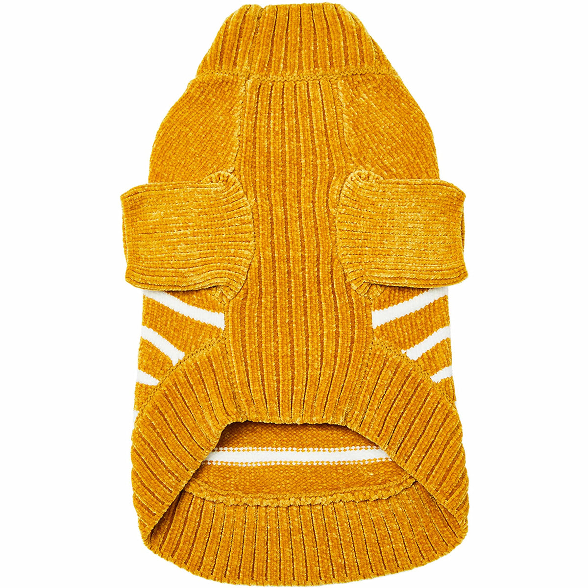 Cozy Soft Chenille Classy Striped Dog Sweater in Mustard (14 inch / Mustard)