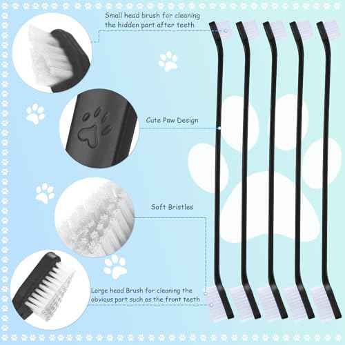 70 Pcs Dog Tooth Brush Dual Headed Pet Toothbrush (Black)