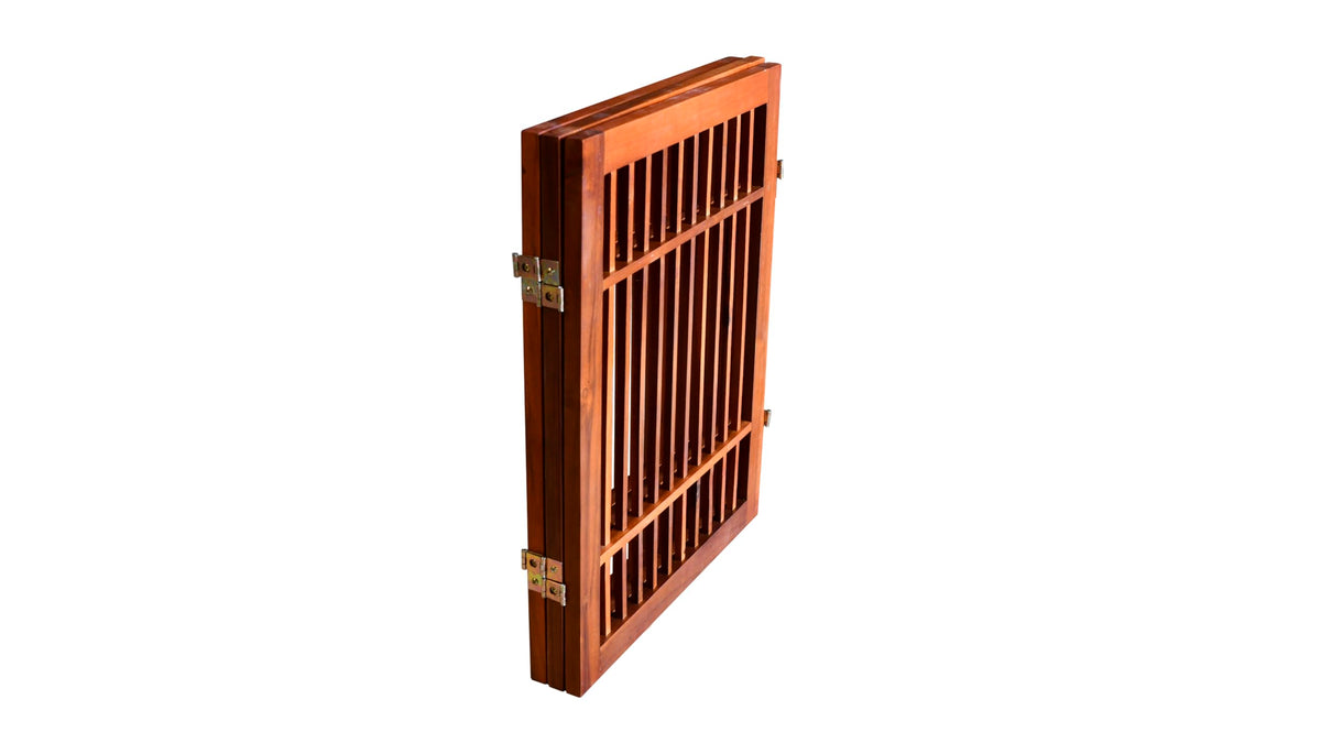 Freestanding Wooden Dog Gate Foldable Indoor Pet Gate No Drill Expandable Barrier for Doorways Stairs Hallways Portable Wood Fence for Small Dogs & Puppies (3 Panel 24" Tall / Brown Pet Gate)
