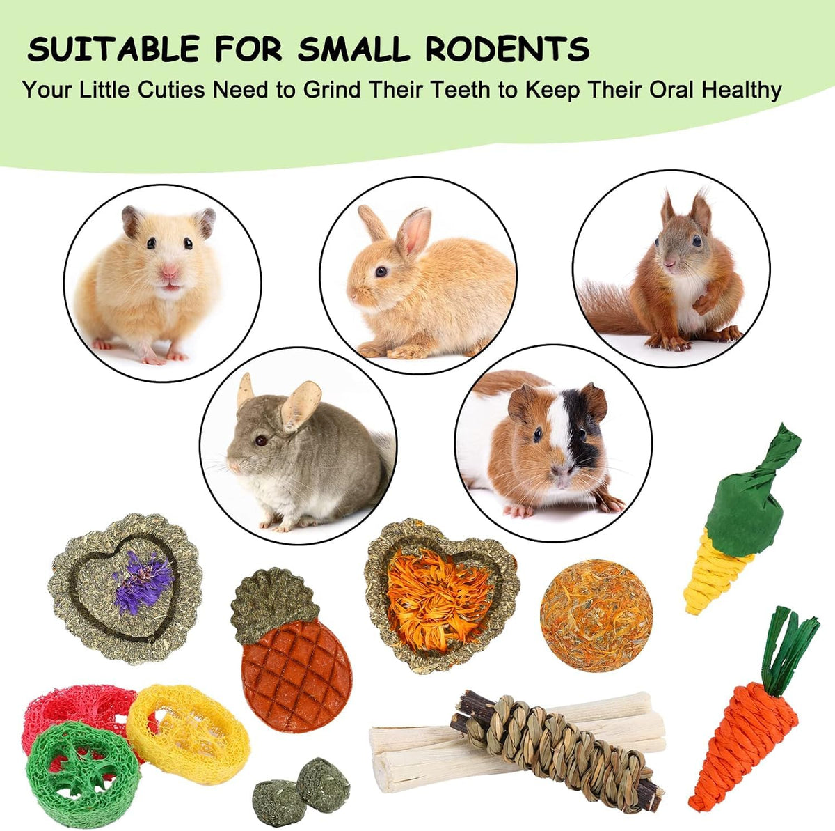 Bunny Toys 21PCS Rabbit Chew Toys for Teeth (21Pack-small Set)