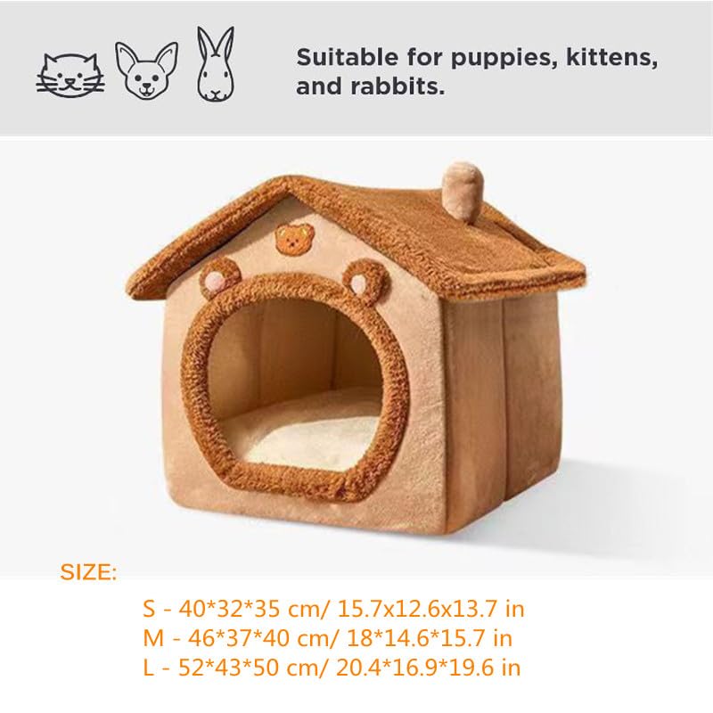 Cat Beds for Indoor Cats (A-Brown-S(15.7x12.6x13.7in))