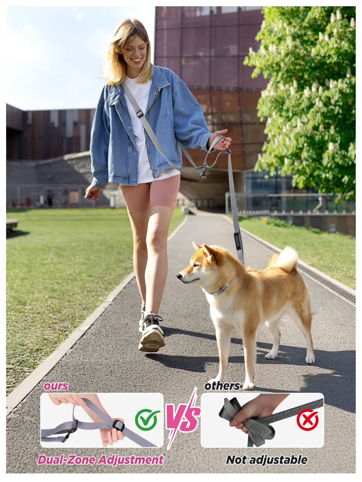 Hands Free Dog Leash (5.9-10.1 FT Grey)