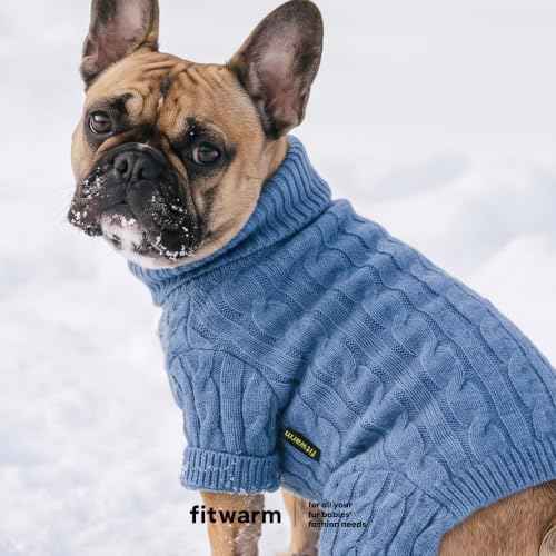 Chunky Knit Dog Turtleneck Sweater (XX-Large / Sky Blue)