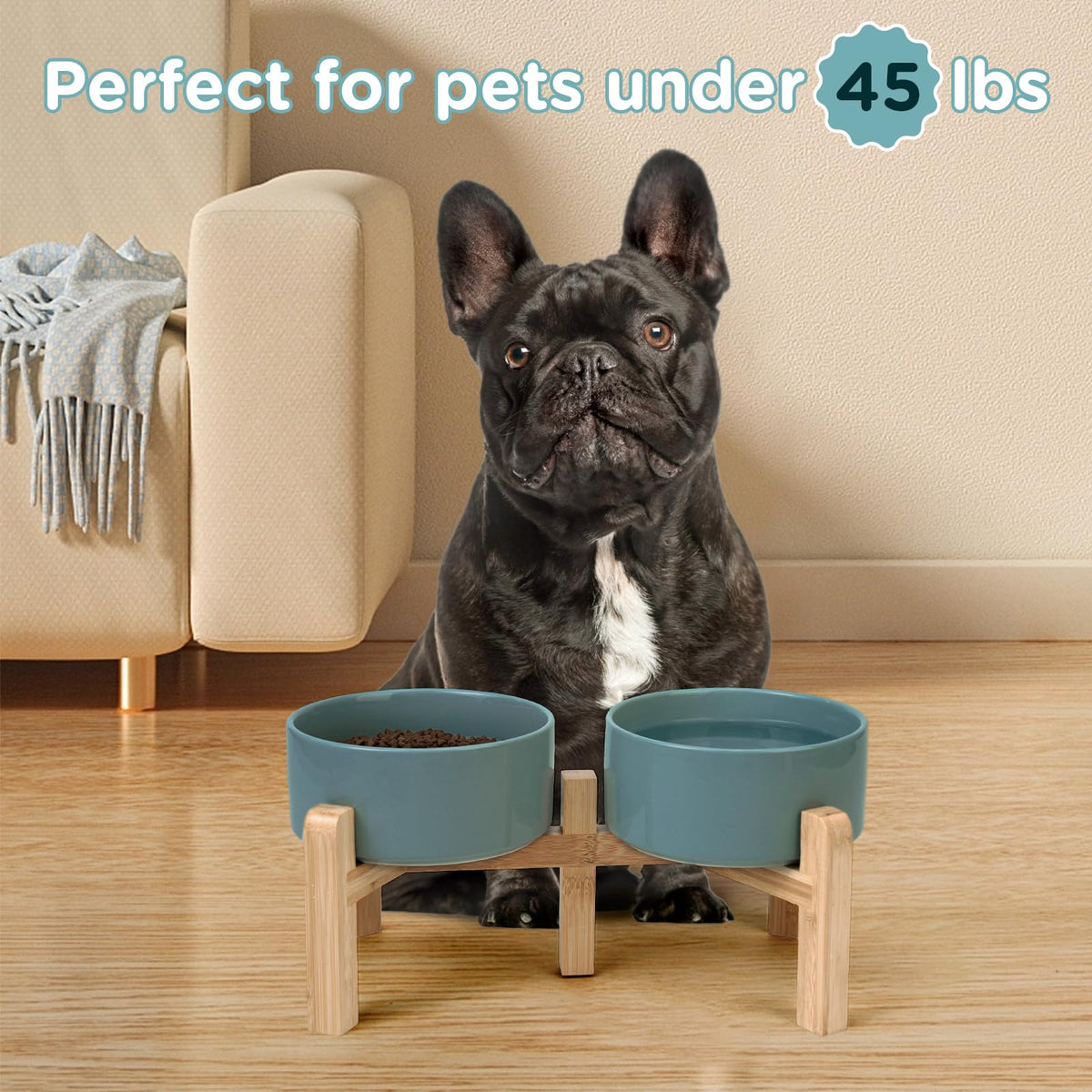 Elevated Dog Bowls Ceramic (6.1 in - 3.6 cups / Dark Green)