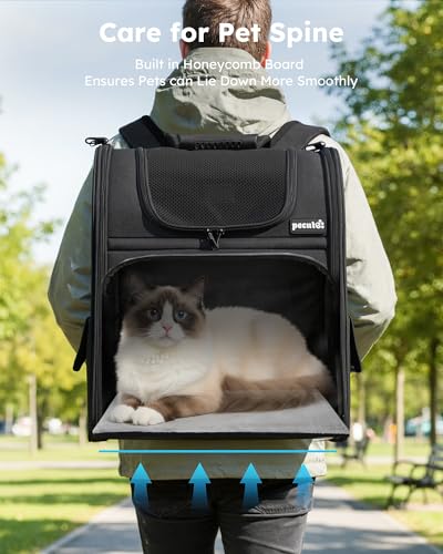 Dog Backpack Expandable (Black / 15.4"L x 11"W x 19.0"H)