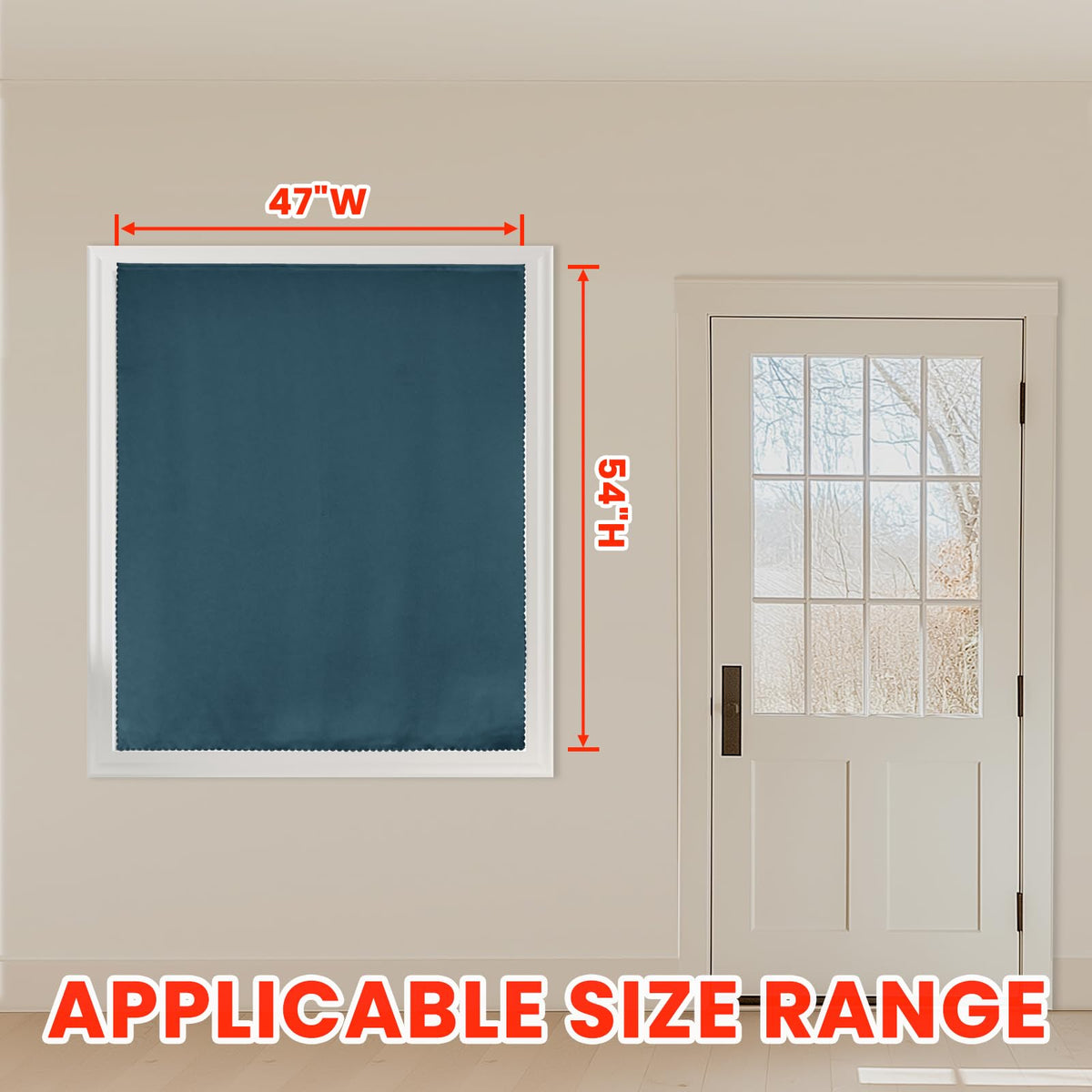 100% Blackout Stick Curtain Portable Black Out Curtains Adhesive Curtains for Bedroom Living Room No Drilling (Navy Blue/ Thickened / 47"W x 54"L (Pack of 1))