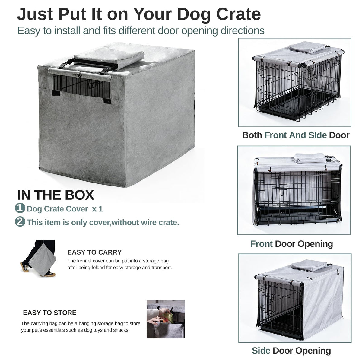 Dog Crate Cover 24 in (Gray / 24.0"L x 18.0"W x 20.0"H)
