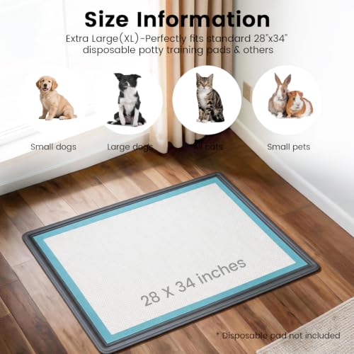 Dog Pee Pad Holder Tray (28"L x 34"W / Dark Gray)