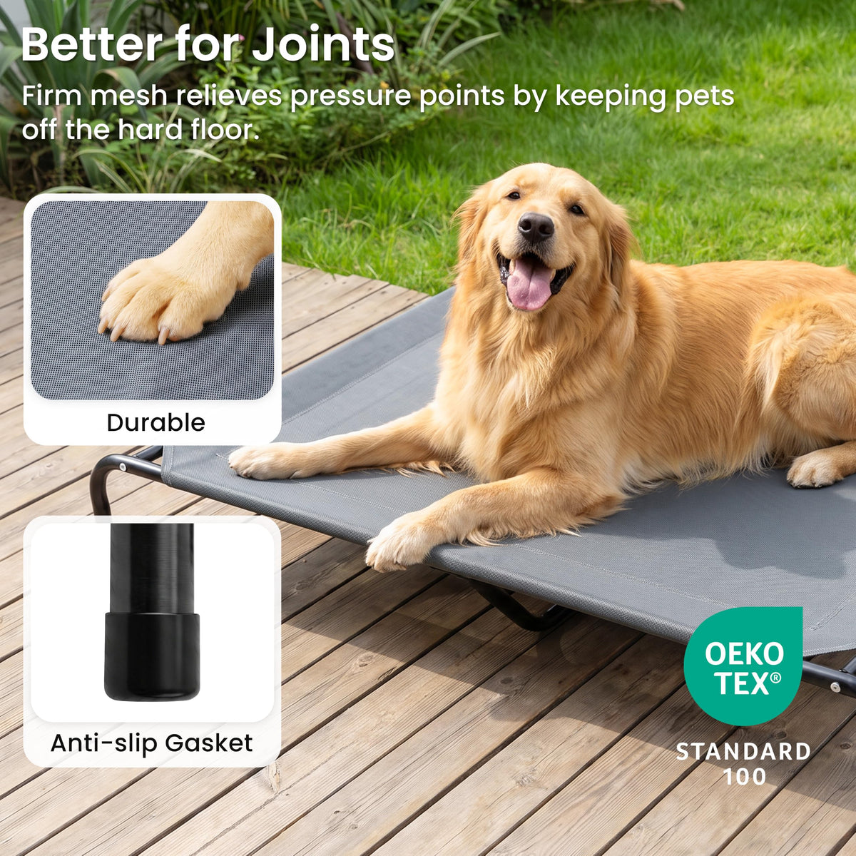 Elevated Cooling Dog Bed for Extra Large Dogs (Grey / 56.5" X 35.5" X 8")