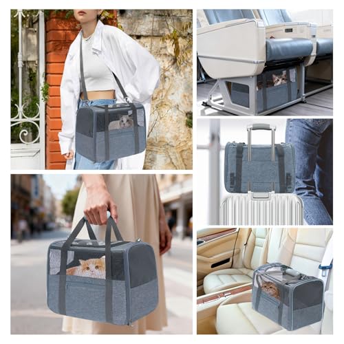 JUNGYOUN Premium Cat Carrier (Charcoal / 17.5"L x 12.4"W x 13.5"H)