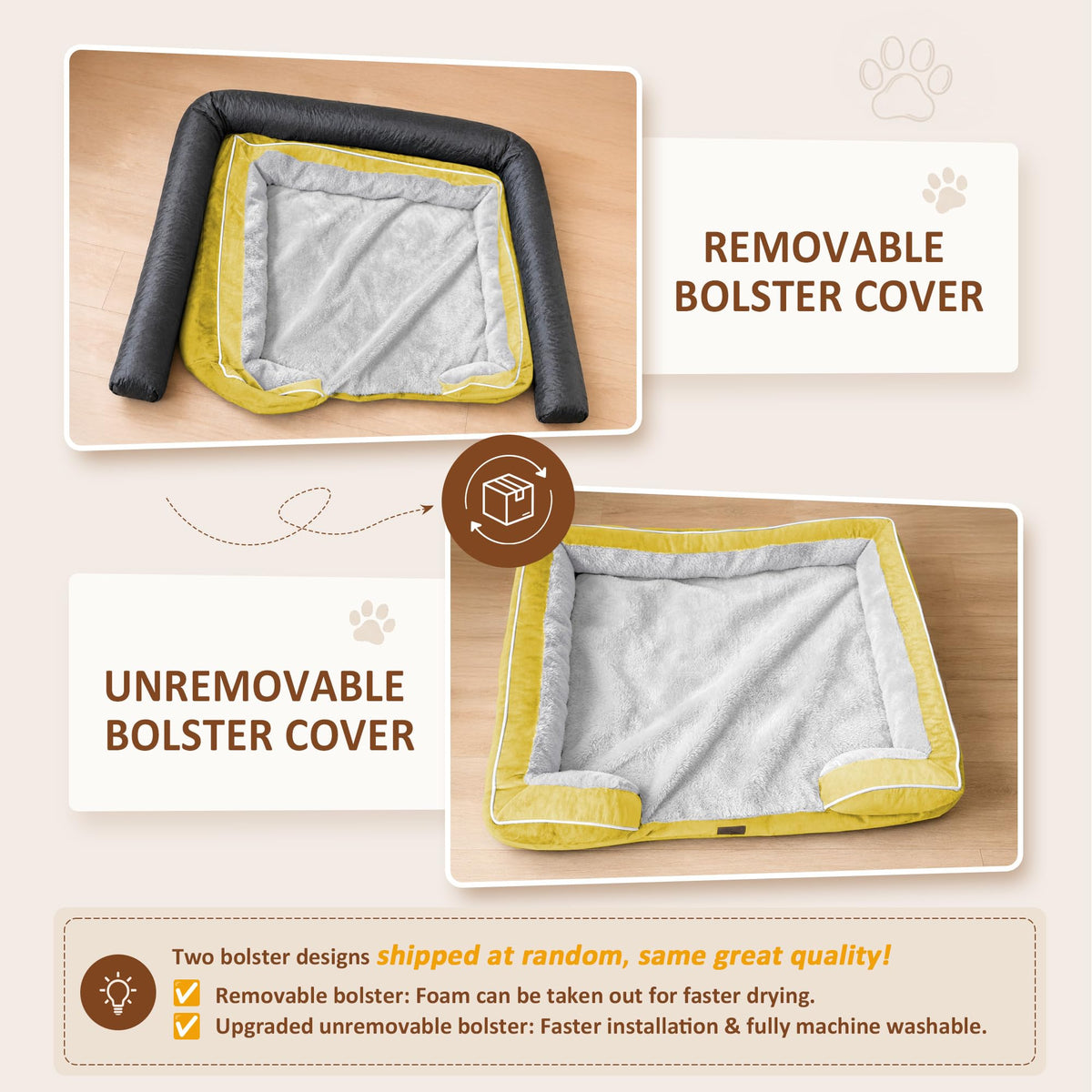 Waterproof Orthopedic Dog Beds for Extra Large Dog (45.0"L x 35.0"W x 8.5"Th / Spicy Mustard)