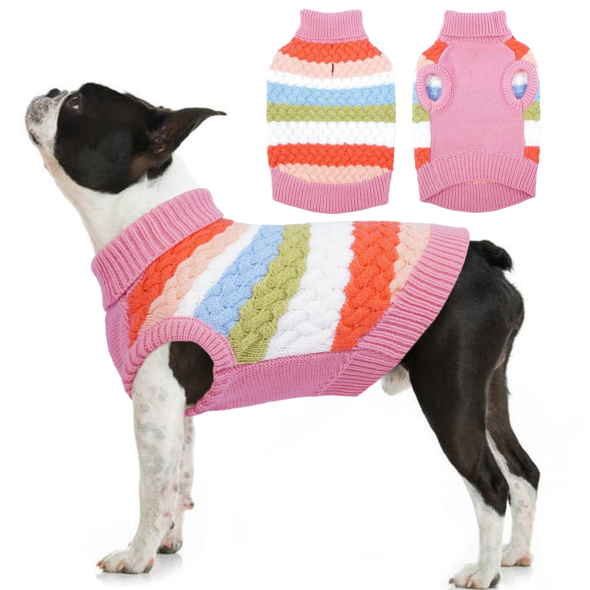 Dog Sweater Large Sweaters for Dogs Warm Dog Knitwear (Large (Chest: 18.9''; Weight: 13 - 16LB) / Pink)