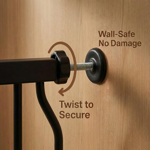 57.5 62.2 Inch Baby Gates Extra Wide for Doorways (Black / 57.5-62.2inch)