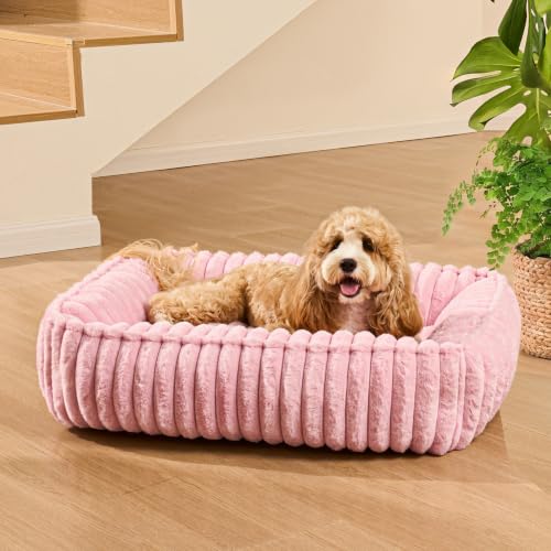 Orthopedic Large Dog Bed Calming Pet Sofa Bed 36''x28'' Pink (Pink / 36"L x 28"W x 7"Th)