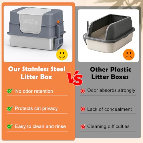 Stainless Steel Litter Box (Dark Gray)