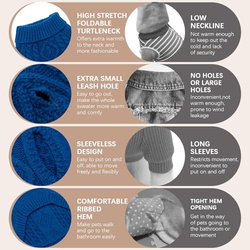 Dog Sweater for Small Medium Dogs (DarkBlue / Small/Medium)