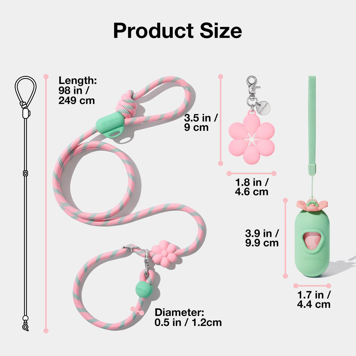 Hands Free Dog Leash (Flora Pink)